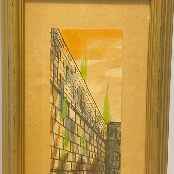 Vintage “The Wall Jerusalem “ Watercolour Painting Framed And Signed 15”-8” Rare